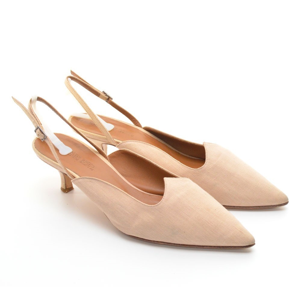Le Monde Beryl Canvas Slingback Pointy Toe Pumps 40